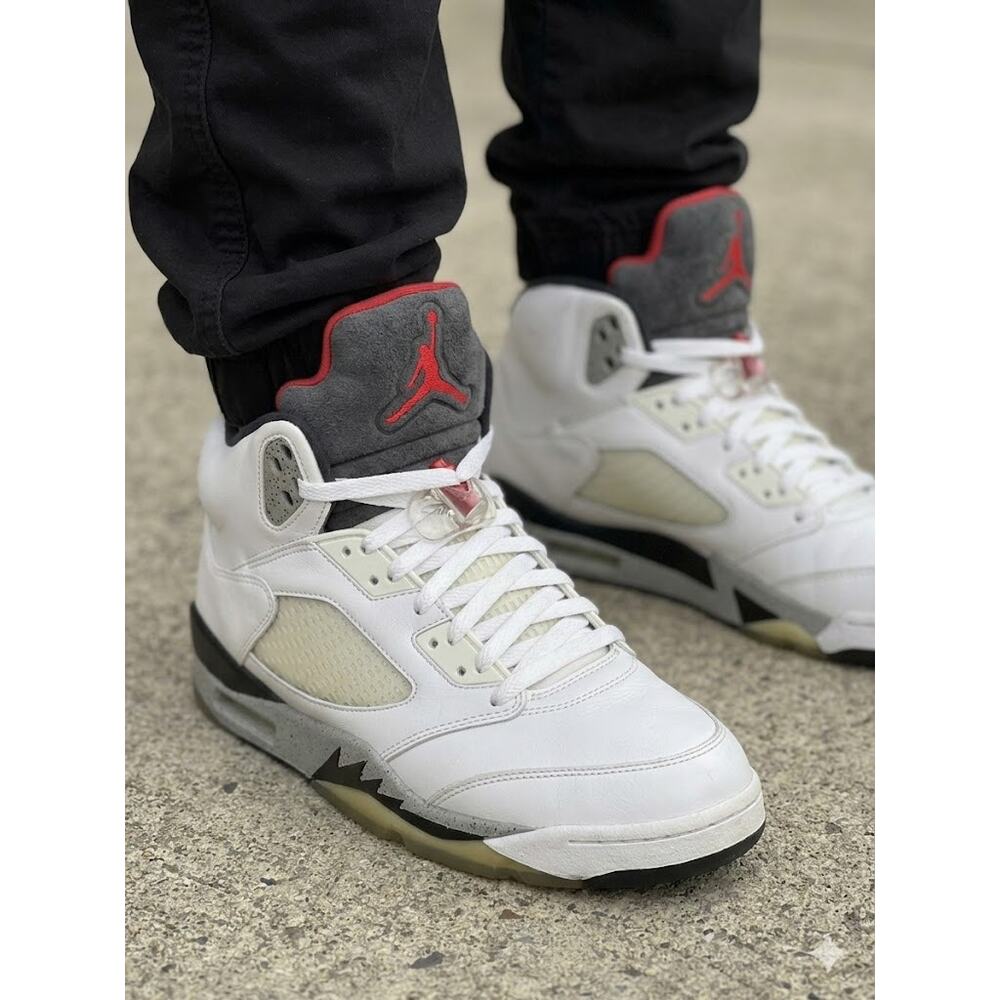 Jordan 5 Retro White Cement Speckle 136027-104 High Top Basketball Sneaker